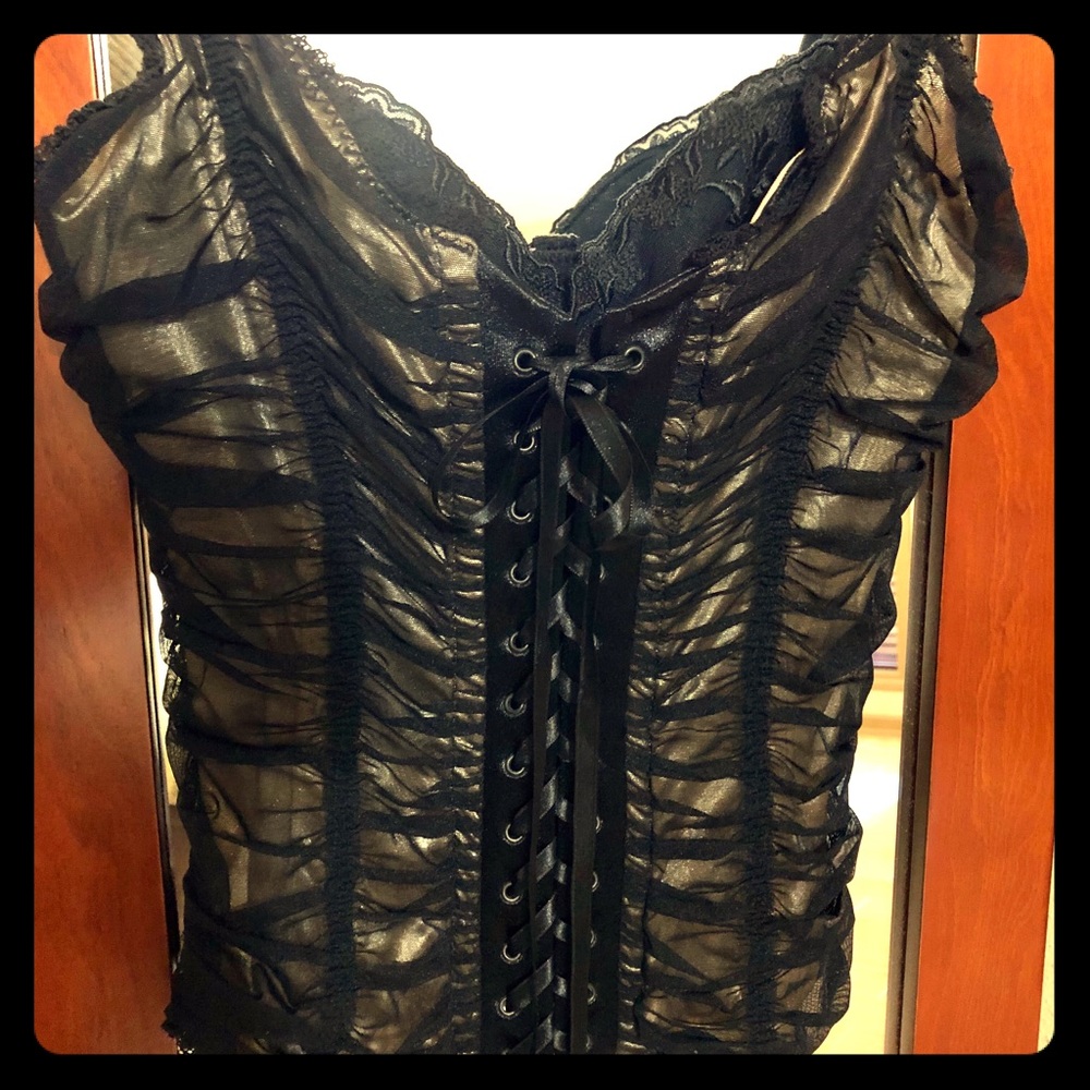Beautiful Black Lace-Up Corset Top by Deeply